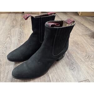 DENVER Western Chelsea Boots Black Suede Leather Rodeo Quality MX27 - US 10